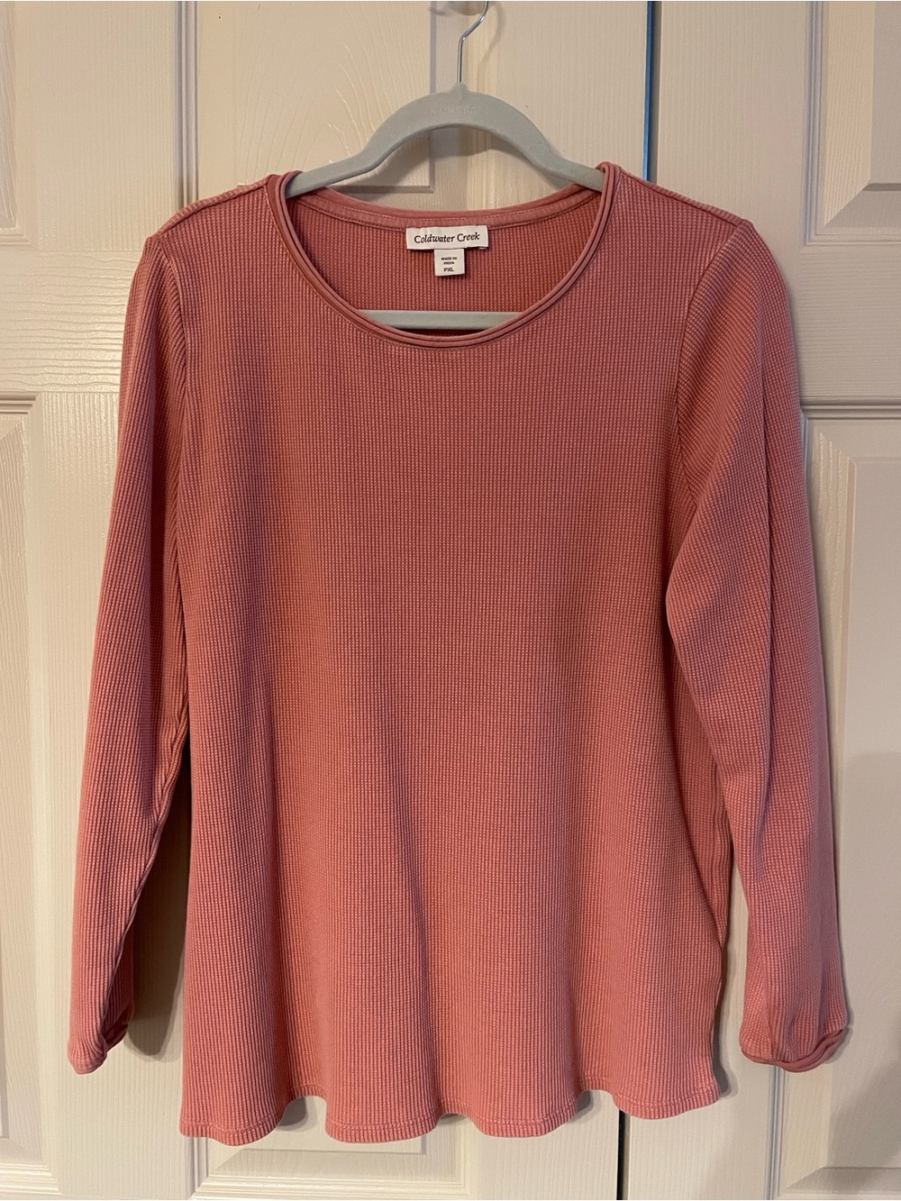 Coldwater Creek, Pink, Waffle Knit, Top, Soft, Stretchy, Like New, XL